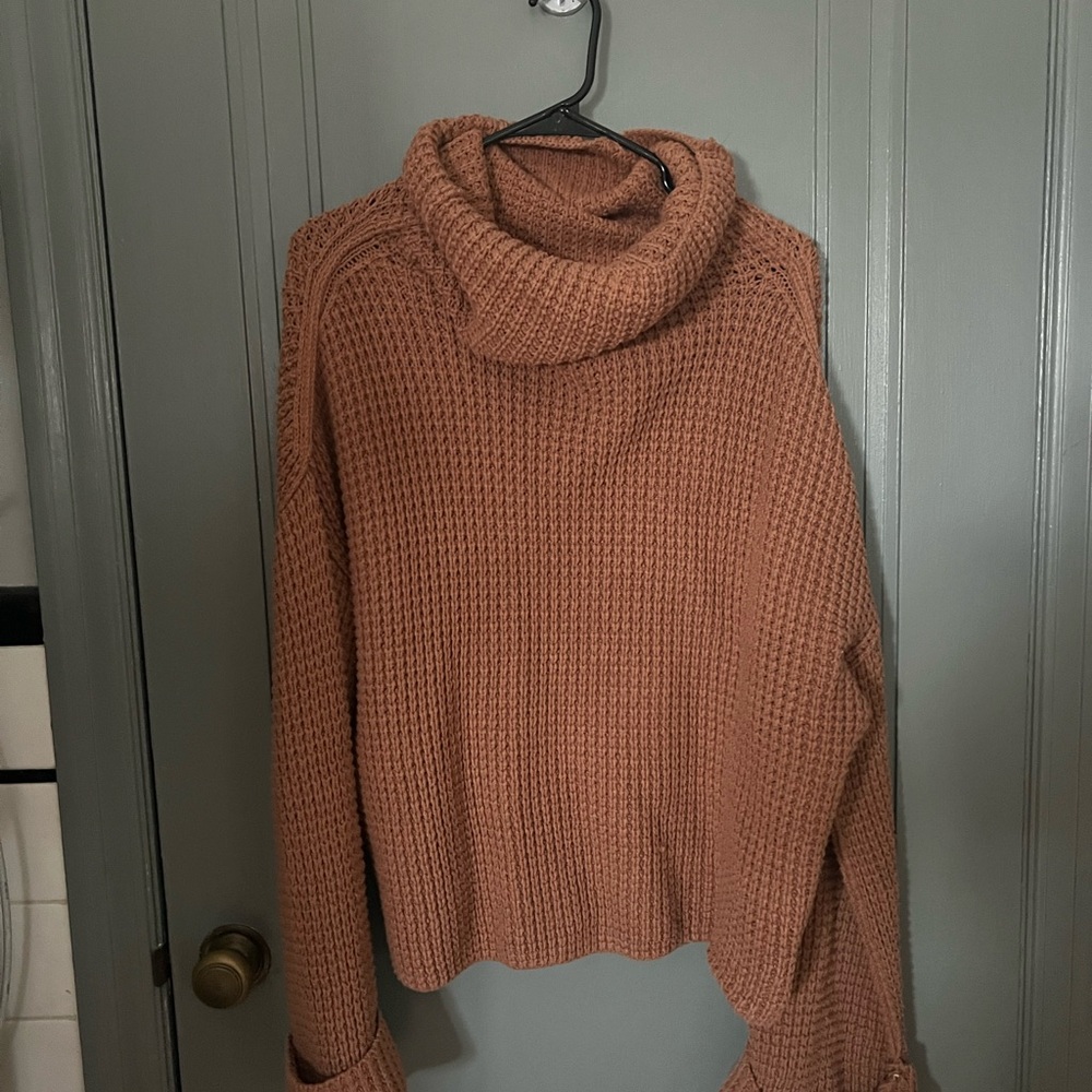 Free People Warm Brown Cowl Neck Sweater